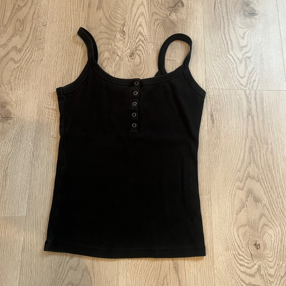 Abercrombie & Fitch Black Henley Snap Button Tank Top Sz. M - Picture 1 of 3
